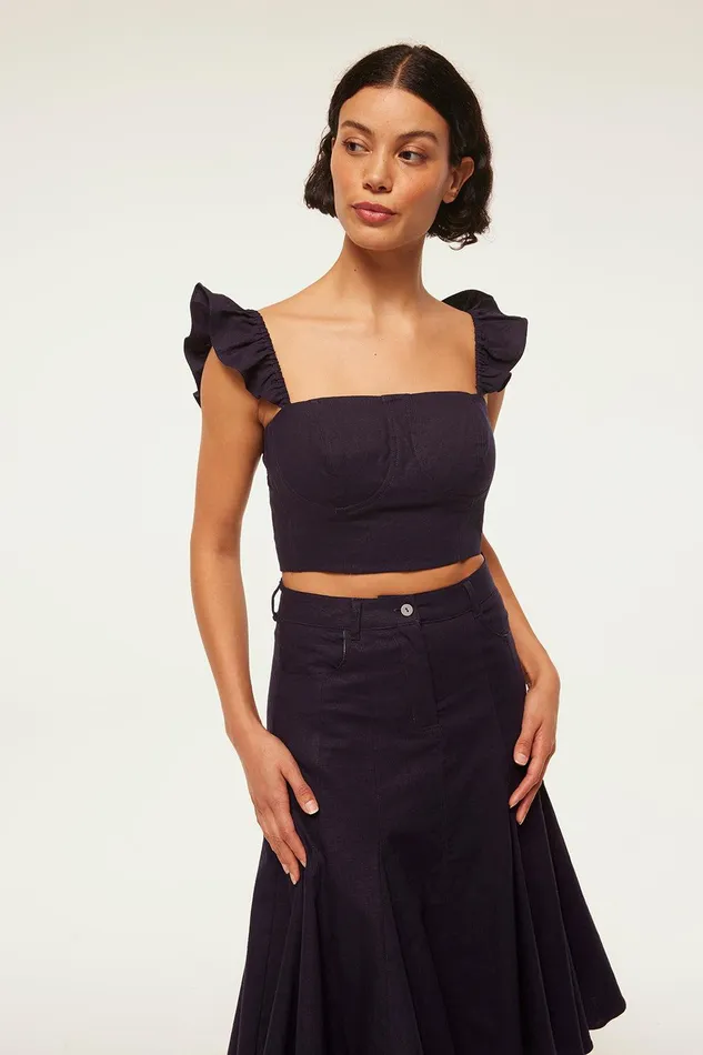 Women MISA Los Angeles Skirts and Shorts JANET SKIRT Navy Linen