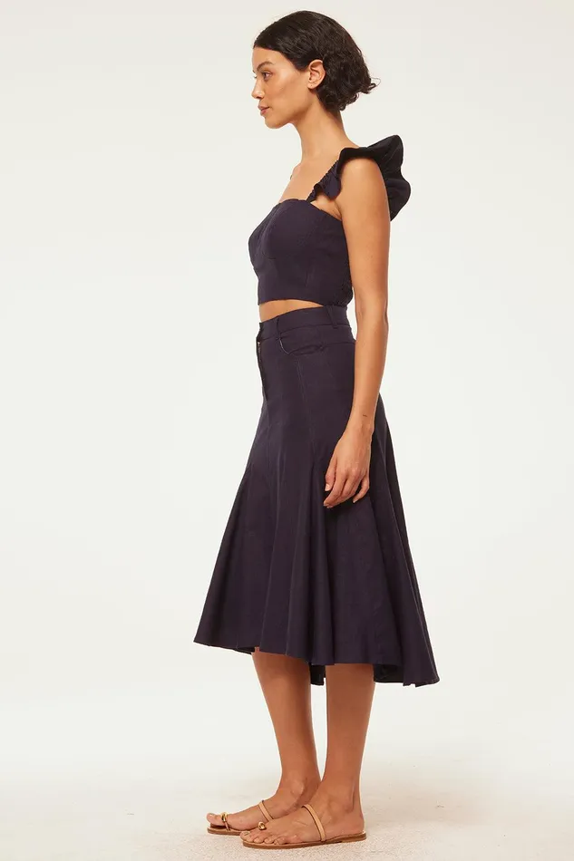 Women MISA Los Angeles Skirts and Shorts JANET SKIRT Navy Linen