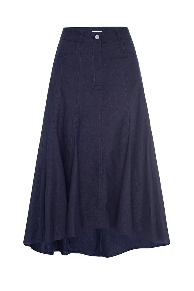 Women MISA Los Angeles Skirts and Shorts JANET SKIRT Navy Linen