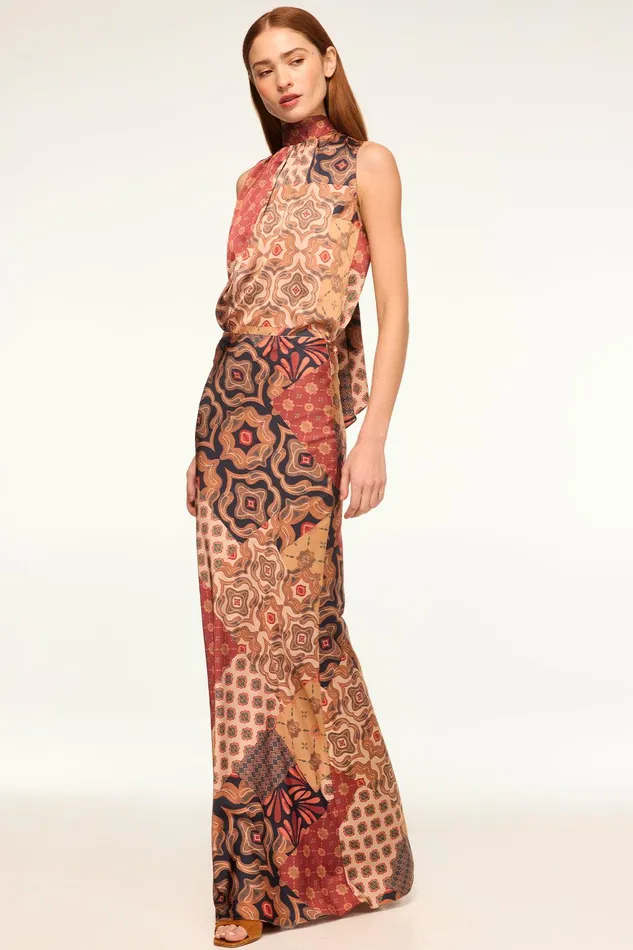 Women MISA Los Angeles Tops LUKA TOP Golden Straw Satin