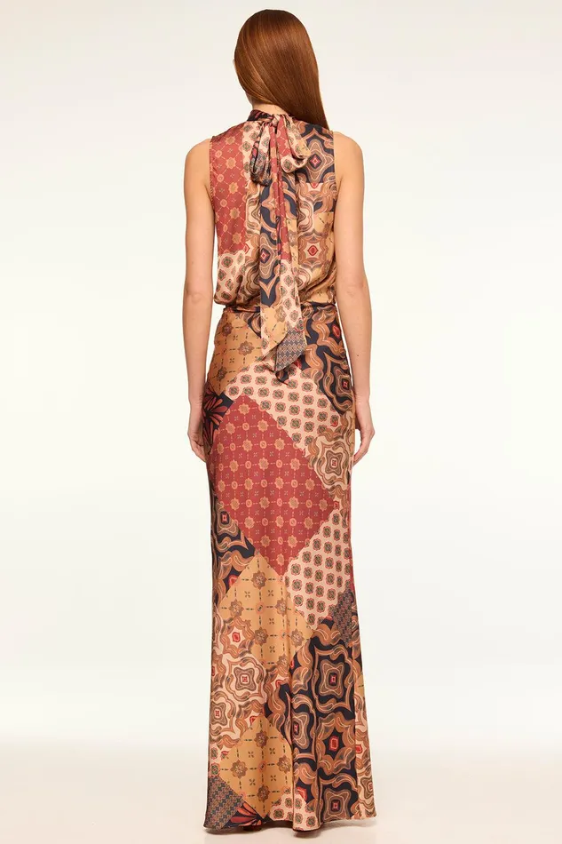 Women MISA Los Angeles Tops LUKA TOP Golden Straw Satin