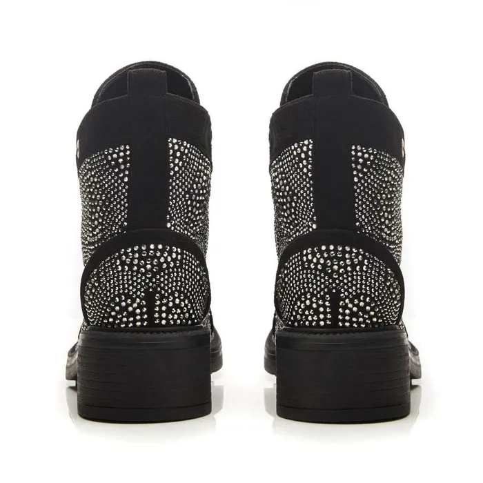 Women Moda In Pelle Chunky Boots Aleyza Black Alcantara