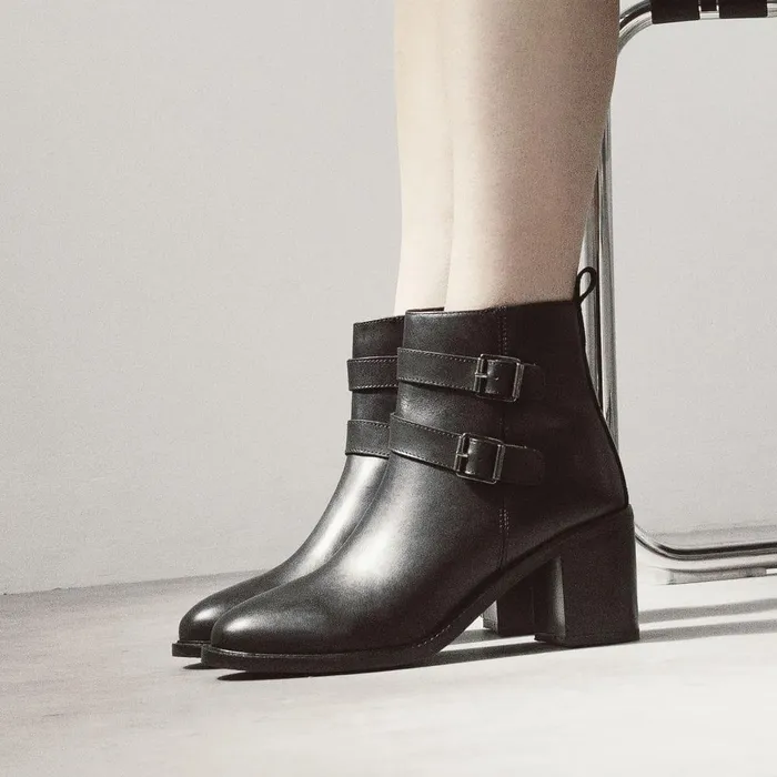 Women Moda In Pelle Heeled And Wedge Boots Bsoleful BAstoria Black Leather