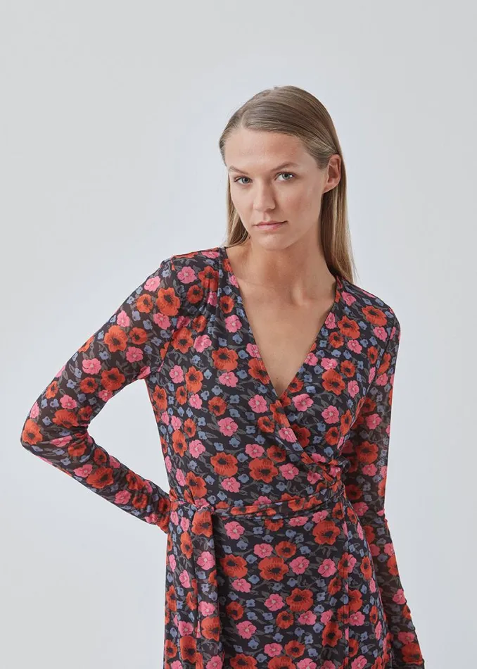 Women Modstrm Dresses BinnaMD Print Wrap Dress Flower Blush Women Modstrm Dresses BinnaMD Print Wrap Dress Flower Blush