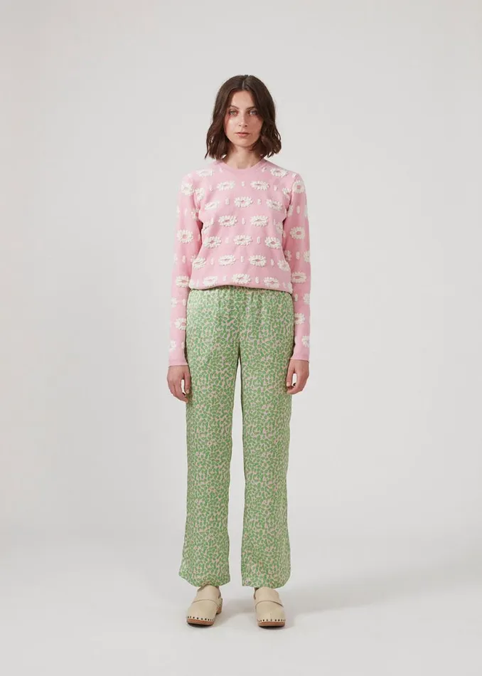 Women Modstrm Pants and Leggings ClarkeMD Print Pants Classic Green Smiley Women Modstrm Pants and Leggings ClarkeMD Print Pants Classic Green Smiley