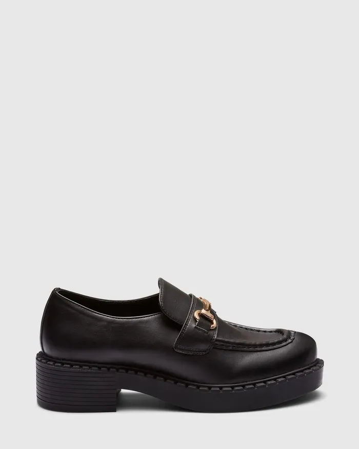 Women NOVO Shoes ELIAS Black Smooth Loafers Casuals