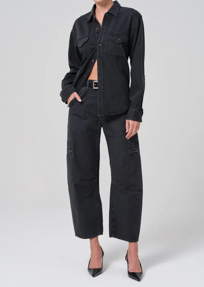 Women Pants Citizens Of Humanity Marcelle Low Slung Easy Cargo In Washed Black