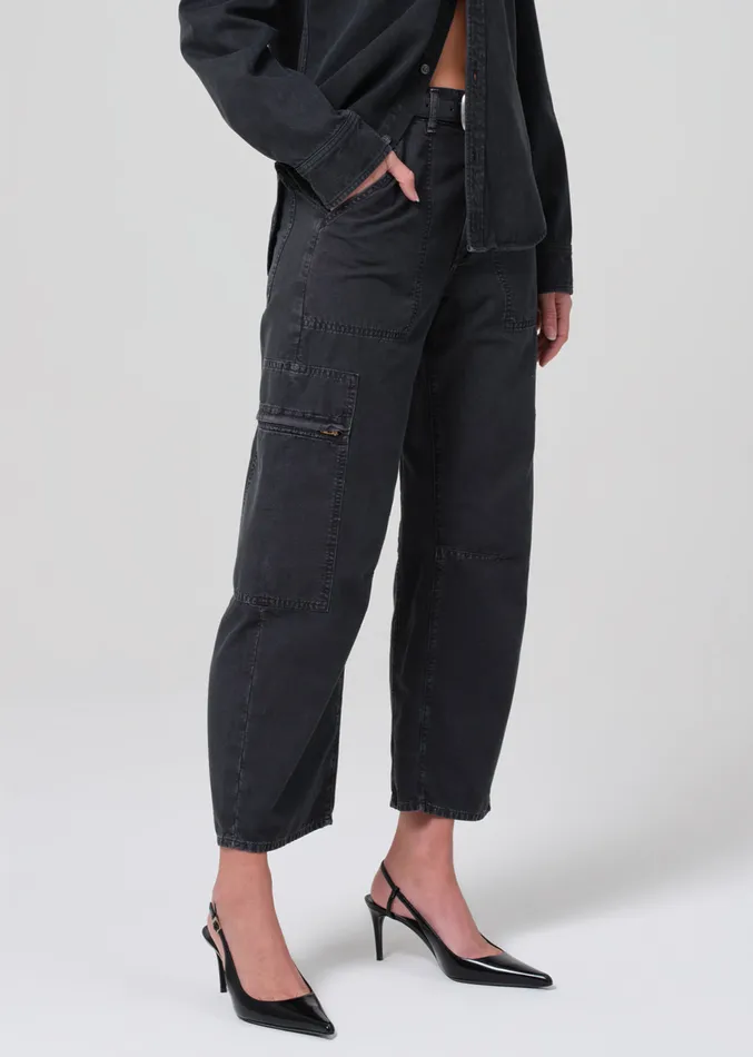 Women Pants Citizens Of Humanity Marcelle Low Slung Easy Cargo In Washed Black