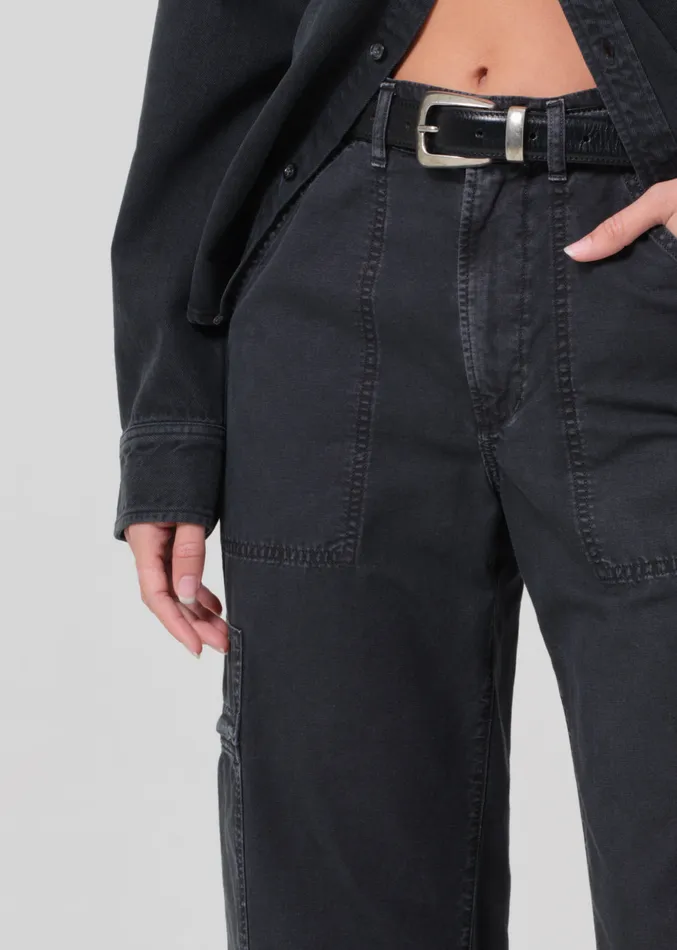 Women Pants Citizens Of Humanity Marcelle Low Slung Easy Cargo In Washed Black