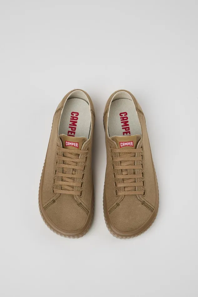 Women Peu Roda Brown Textile Shoes Camper Sneakers