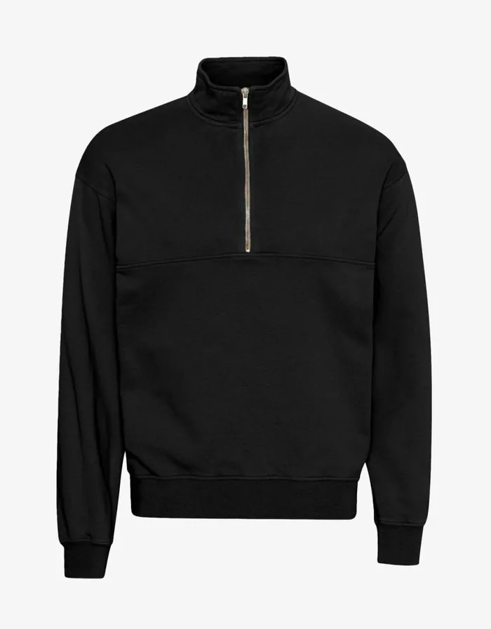 Women Quarter Zips Colorful Standard Organic Quarter Zip Deep Black