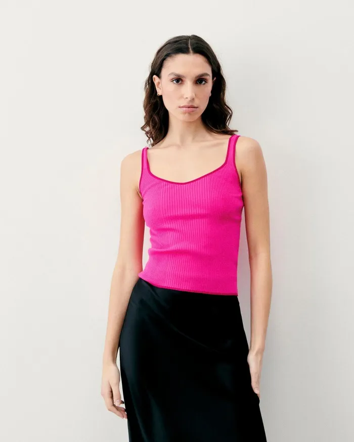 Women Shirts TShirts and Tops From Future Ribbed Tank Top With Contrasting Trims Flash Pink Women Shirts TShirts and Tops From Future Ribbed Tank Top With Contrasting Trims Flash Pink