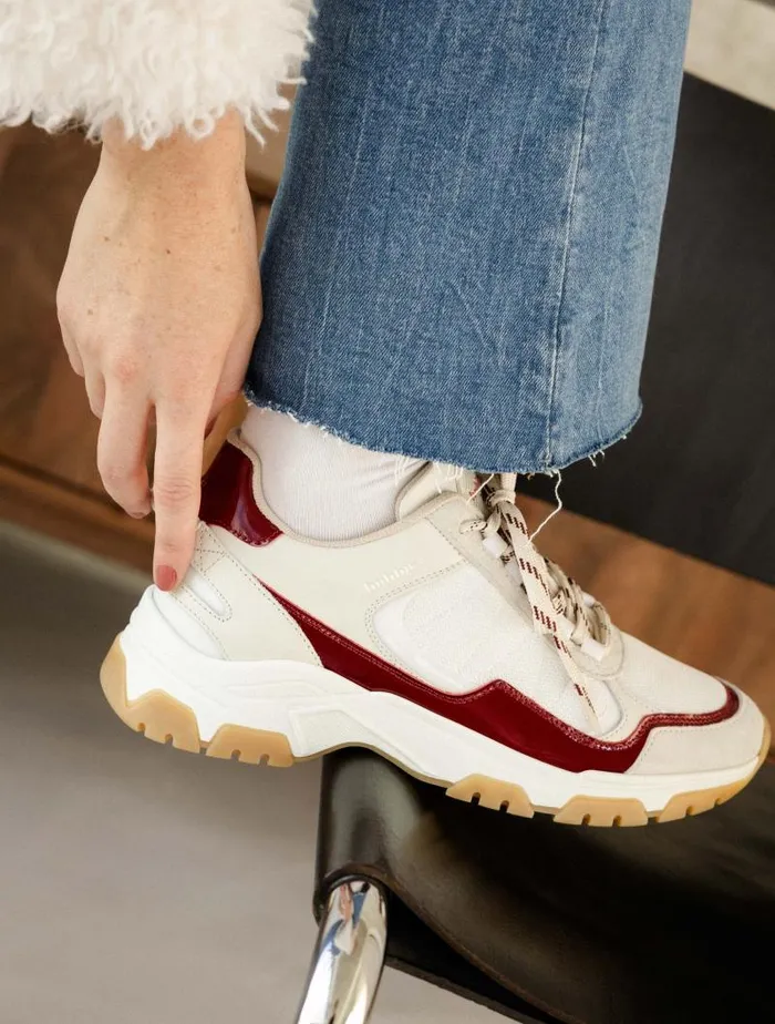 Women Sneakers Bobbies Kiwa White and Ruby