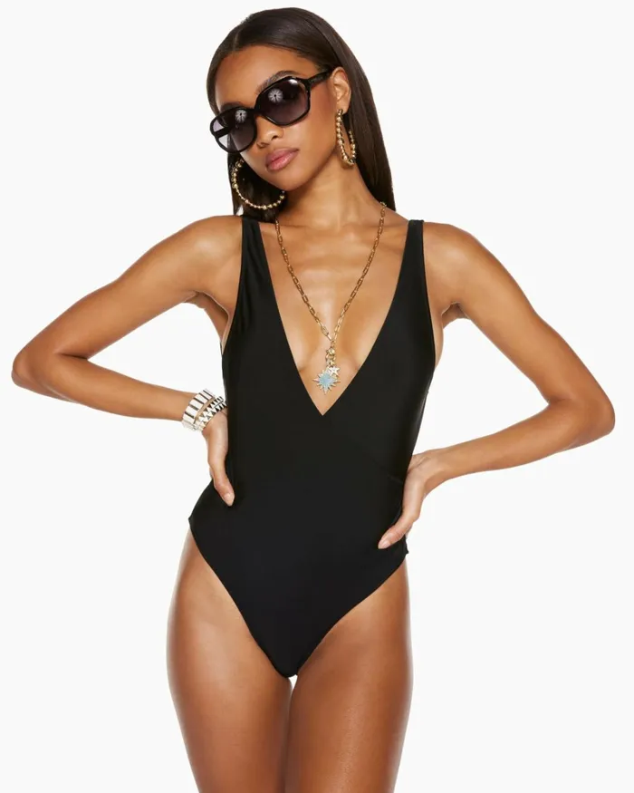 Women Soren VNeck One Piece Swimsuit Black Ramy Brook Swimwear Women Soren VNeck One Piece Swimsuit Black Ramy Brook Swimwear