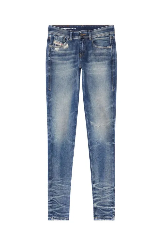 Women Super Skinny Jeans 2017 Slandy 09g14 Medium Blue Diesel Super Skinny