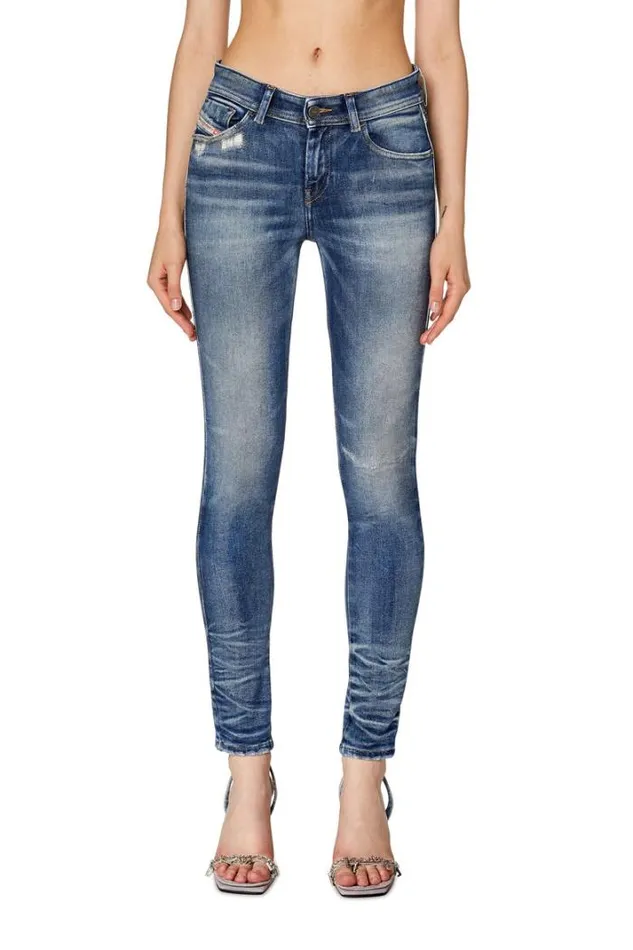 Women Super Skinny Jeans 2017 Slandy 09g14 Medium Blue Diesel Super Skinny