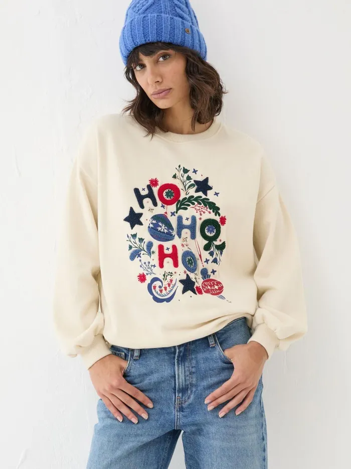 Women Sweatshirts and Hoodies Fat Face Ivory Christmas Graphic Crew Sweat Top Women Sweatshirts and Hoodies Fat Face Ivory Christmas Graphic Crew Sweat Top