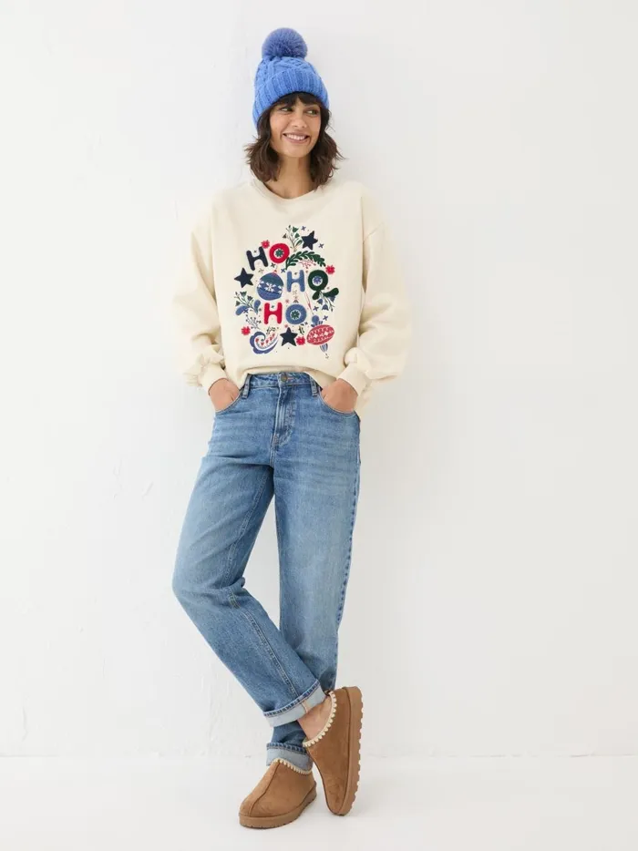 Women Sweatshirts and Hoodies Fat Face Ivory Christmas Graphic Crew Sweat Top Women Sweatshirts and Hoodies Fat Face Ivory Christmas Graphic Crew Sweat Top