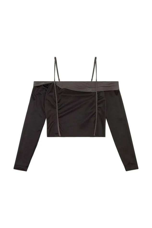 Women TDraper Black Diesel Tshirts And Tops
