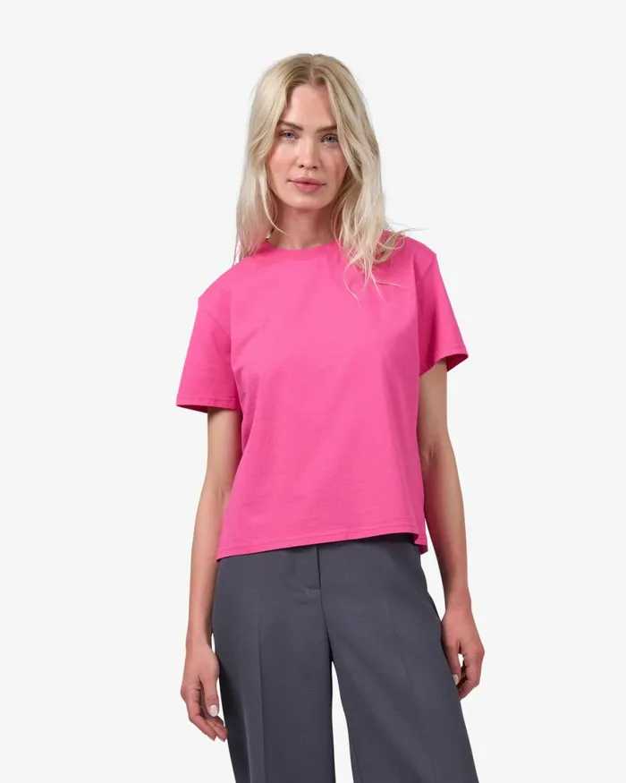 Women TShirts Colorful Standard Organic Boxy Crop Tee Petrol Blue