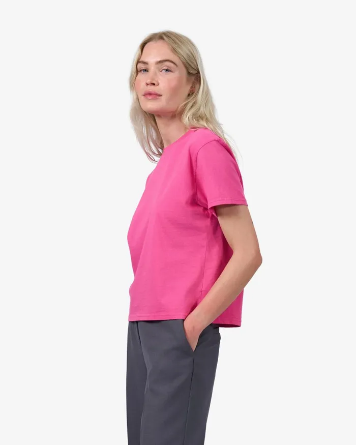Women TShirts Colorful Standard Organic Boxy Crop Tee Petrol Blue