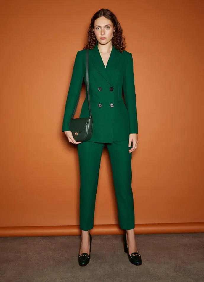 Women Trousers LKBennett Mariner Green Blend Trousers With LENZING ECOVERO Viscose Green